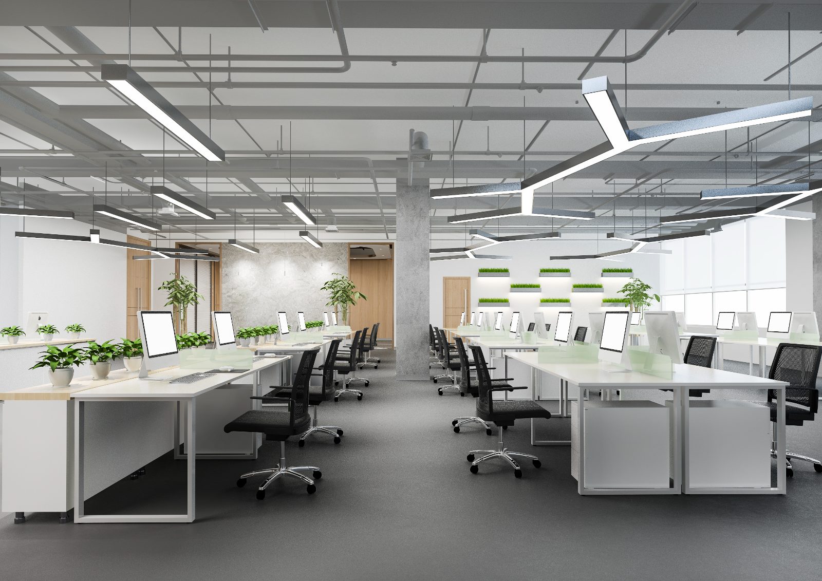 Commercial office lighting installation